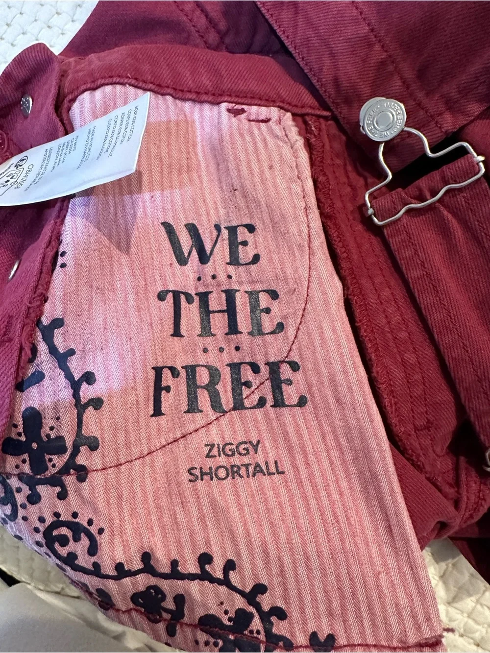 Free People We The Free Ziggy Shortalls in a red berry wash size small